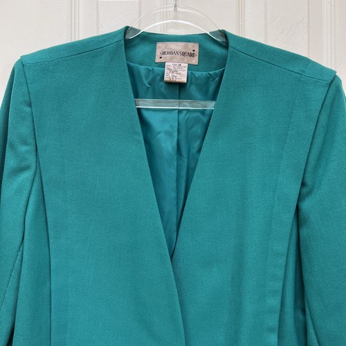 Vintage Deadstock Teal Blazer Miami Vice Sleek Minimalist 80s Princess Diana - Bild 3 von 10