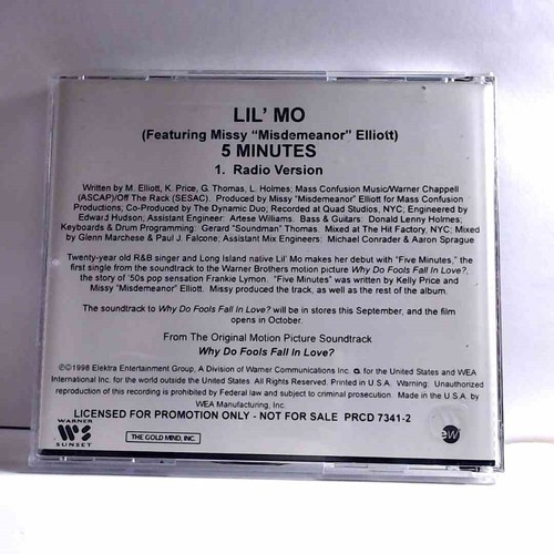 Lil' Mo Ft Missy Elliot - 5 Minuten (CD, Promo, USA, 1998, The Goldmind) AK501 - Bild 2 von 2