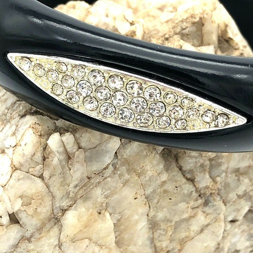 Braccialetto Lucite Nero Pavè Strass Trasparenti Vintage - Foto 5 di 12