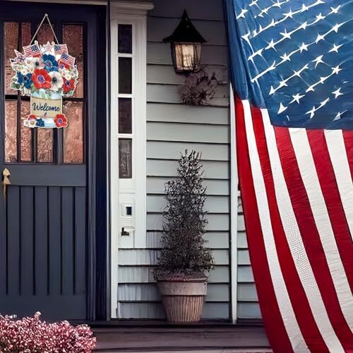 Welcome Door Sign Patriotic Door Hanger USA Flag 4th of July Independence Day - Bild 6 von 7