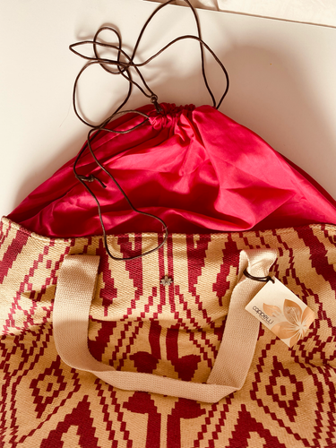 Capelli Straworld Pink & Cream Ikat Straw Tote – Made in Italy, New with Tags, B - Picture 9 of 9