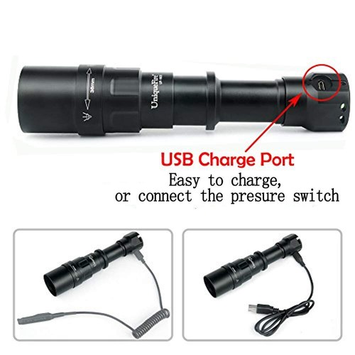 UniqueFire 1605 500 Yards IR 850nm LED USB Rechargeable Hunting Zoom Flashlight - Picture 3 of 19