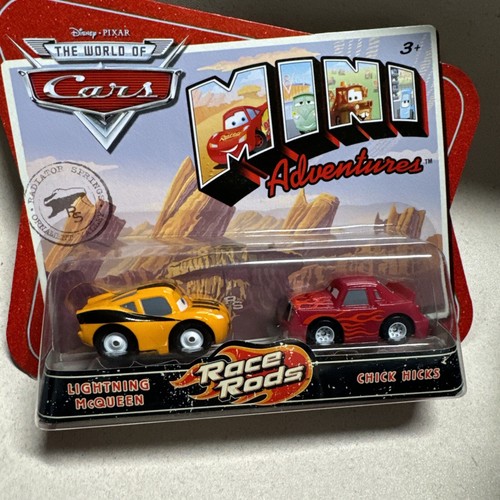 DISNEY PIXAR CARS MINI ADVENTURES LIGHTNING MCQUEEN CHICK HICKS RACE RODS NEW - Picture 3 of 6