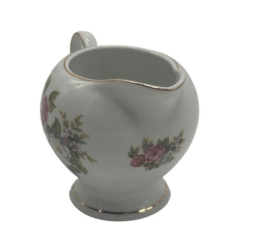 VTG Old Foley HARMONY ROSE Cream & Sugar Set Floral Design Gold Trim Bone China - Picture 5 of 12