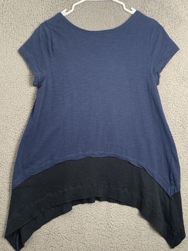 Monroe & Main Top Womens Medium Blue Short Sleeve Pullover Blouse Shirt Cotton - Picture 9 of 13