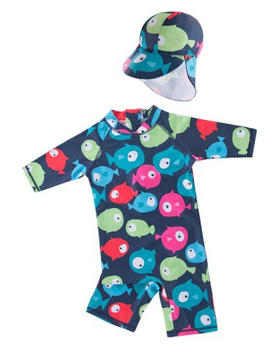 Bilo Baby Kid Boys Chic Animals Printed One-Piece Rash Guard Sun Hat Swimsuit - Picture 25 of 54