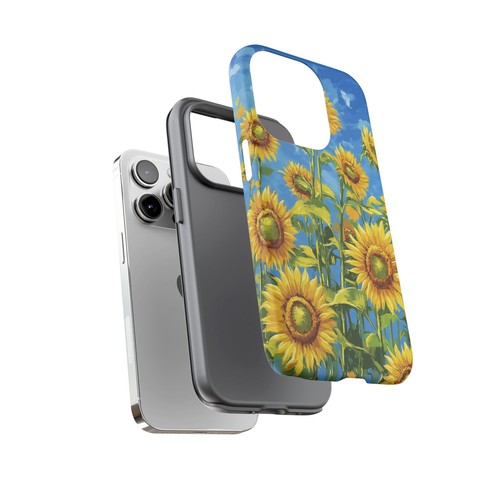Für iPhone, Galaxy, Pixel Cover Hülle - Sonnenblumen Feldblau Himmel - Bild 79 von 120