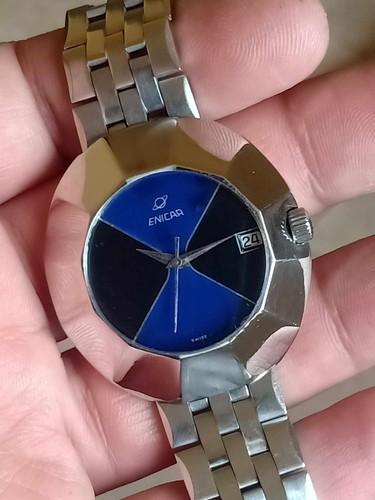 Enicar Sherpa Star Automatic Rare Blue Stone Dial - Picture 2 of 16