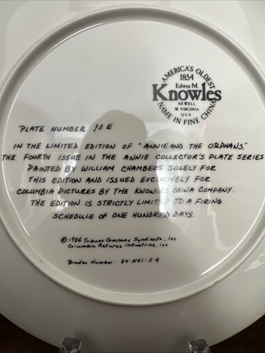 Annie and the Orphans Collector Plate by Edwin M. Knowles 1984 Number10E COA BOX - Picture 10 of 17