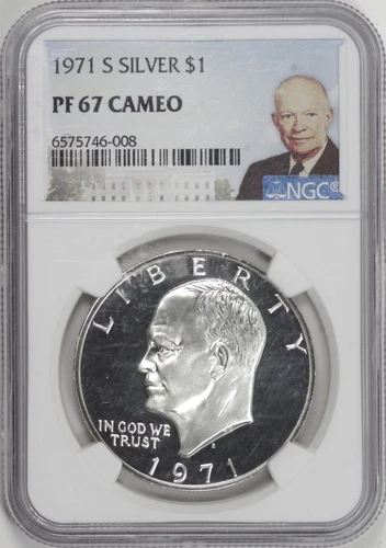 1971-S Proof SILVER Eisenhower Ike Dollar $1 NGC PF67 CAMEO [BN008]