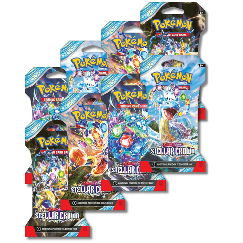 Pokemon - Corona Estelar - Paquetes de 8 potenciadores con mangas - Sellado de fábrica