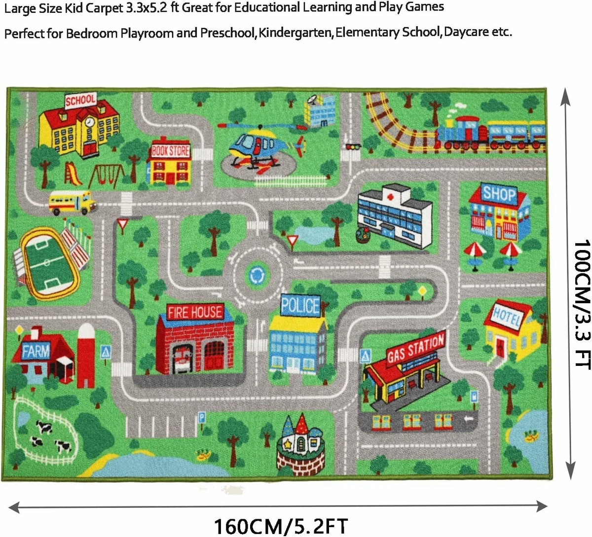 Zonder hoofd onkruid ouder Kids Play Rug for Playroom 5.2x3.3 ft Town City Road Map Car Mat Play Mat | eBay Zonder hoofd onkruid ouder Kids Play Rug for Playroom 5.2x3.3 ft Town City Road Map Car Mat Play Mat | eBay