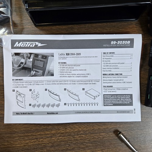 Kit de tablero Metra 99-3030B Cadillac XLR 04-09 con interfaz, I/DD - Imagen 3 de 8