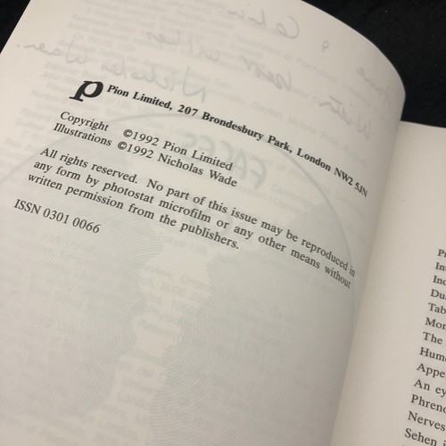Perception - Volume 21, Sup 1 - Faces Of Psychology by Nicholas Wade SIGNED 1992 - Picture 4 of 9