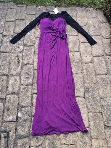 TEMPERLEY LONDON Silk Lace Gothic Magenta Pink Prom Dress UK 8 EU 36 US 4 SAMPLE - Picture 15 of 24
