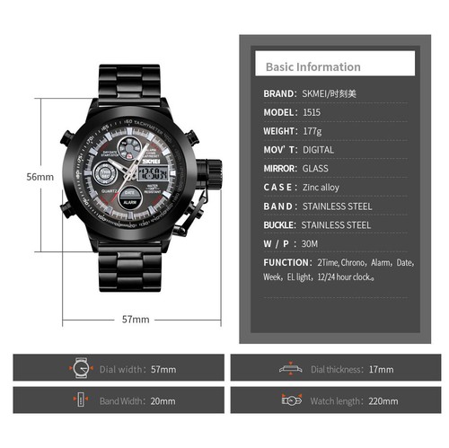 Luxury Mens Wrist Watch Stainless Steel Analog-Digital Waterproof Chronograph - Picture 7 of 24