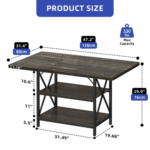 47" Marble Dining Table 4 People Kitchen 2 Tiers Storage Rack Modern Home Living - Picture 2 of 11