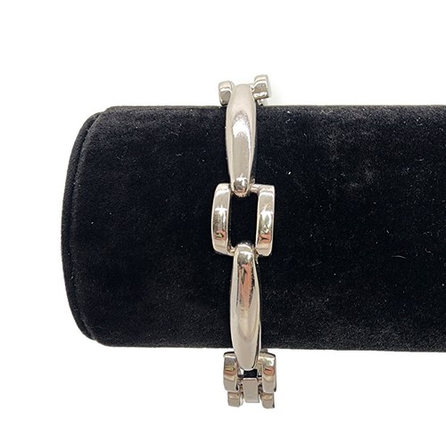 Silver Tone Link Chain Bracelet Fold-over Clasp 7.5" Heavy 10mm Wide Modern - Picture 5 of 7