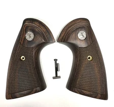 New Factory Colt Python Checkered Wood Grips with Silver Colt Medallions