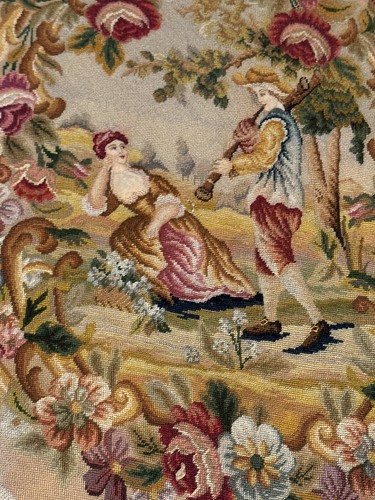 Antique French Mid 1800s Hand Embroidered Upholstery For Elegant Arm Chair - Picture 11 of 21