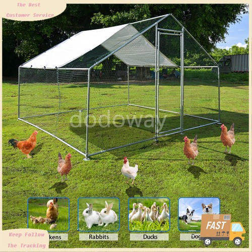 10ftx10ft Chicken Coop Outdoor Wooden Rabbit Hutch Poultry House with Run Cage - Picture 3 of 9