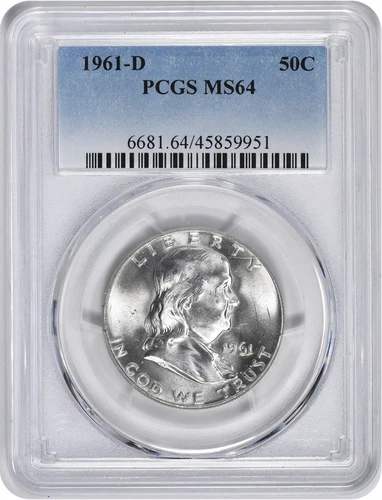 1961-D Franklin Silver Half Dollar RPM1 MS64 PCGS