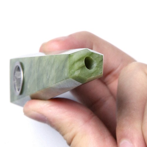 Pipa para fumar varita de jade serpentina de cristal de cuarzo natural con agujero de carburador curación - Imagen 6 de 12