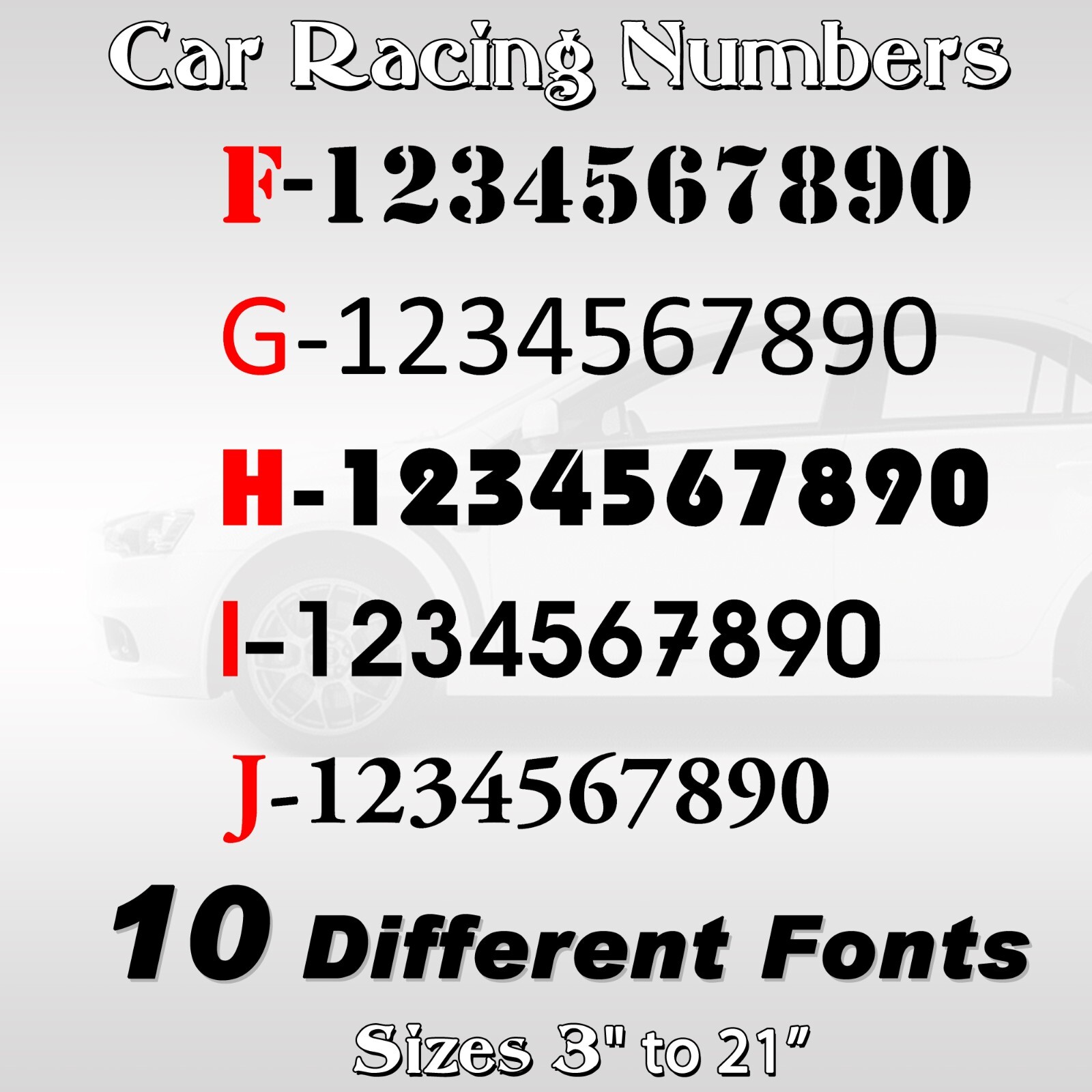 Shelby Race Inspired Number Decals (2 Blocks and 1 Round)