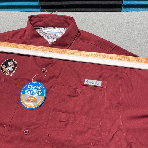 Florida State University Seminoles Columbia PFG Fishing Shirt Mens Large Red NEW - Picture 7 of 13