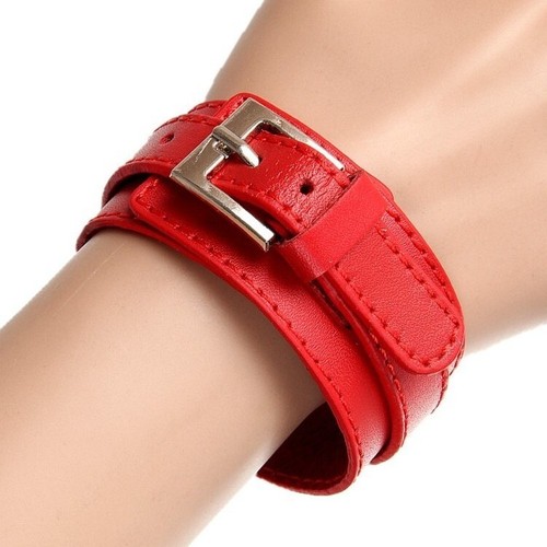 Leather Bracelet for Men Women Wrist Cuffs Arm Bands Punk Wristband Adjustable - Picture 7 of 16