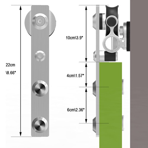 Herrajes para puerta corredera de granero de acero inoxidable de 4""-16", puerta doble - Imagen 62 de 119