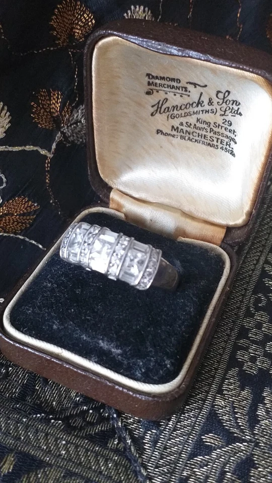 Anello vintage anni 80 in argento sterling 925 con zirconi/diamanti misura UK... - Immagine 3 di 4