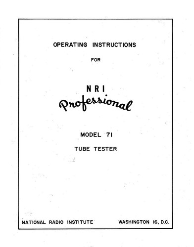 Manual Tube Charts Updates CHOOSE NRI 67 68 69 71 Tube Tester, has 6BQ5 EL34 etc - Picture 7 of 7