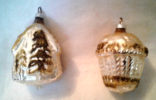 Set 6 ornamenti vintage in vetro mercurio oro, perla e argento - con Germania - scatola USA - Foto 6 di 17