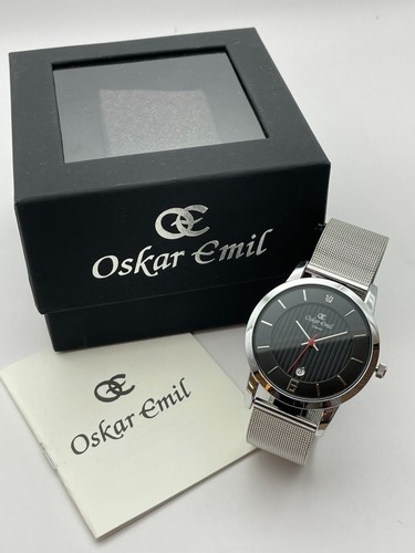 Orologio Oskar Emil Jupiter Classico Quadrante Slim Stratificato Qualità Maglia Argento Streptococco - Foto 3 di 5