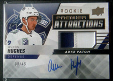 2019-20 Premier AUTO PATCH Rookie ** QUINN HUGHES ** RC Vancouver /49 SP 2020 UD