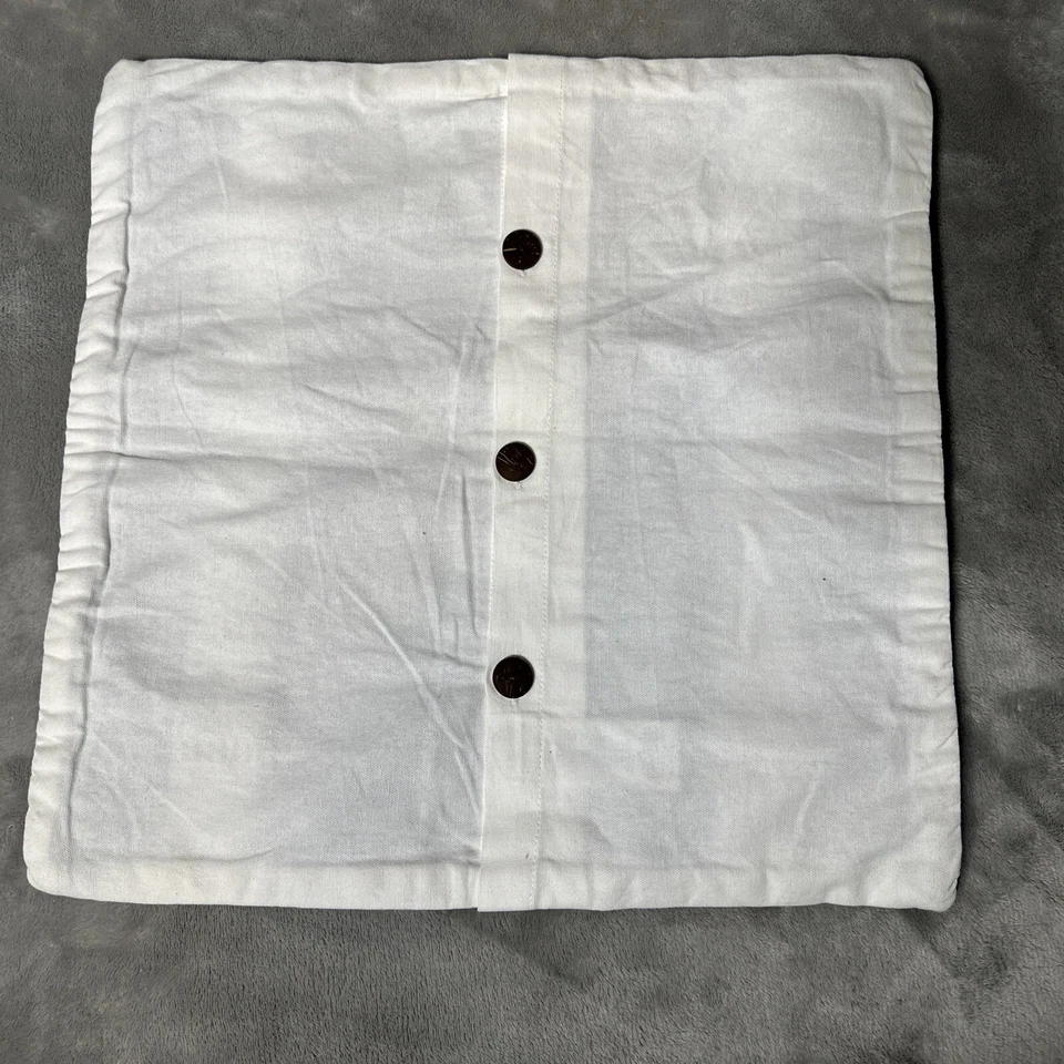 New West Elm Navy Blue & White Throw Pillow Sham w/ Tassels 18" x 18" NWOT 028 - Image 2 of 3