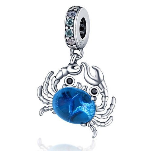 KUNSIR Authentic Sterling Silver 925 Charm Sea Blue Crab Charm Bead for Bracelet - Picture 6 of 6