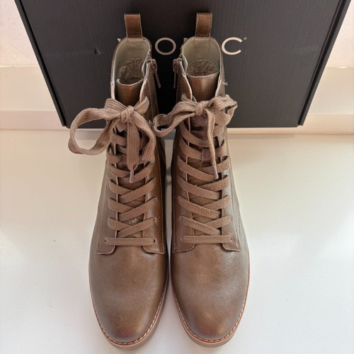 Vionic Lani Combat Boots Leder Schnürstiefeletten Greige Braun Gr. 8 NEU - Bild 5 von 7