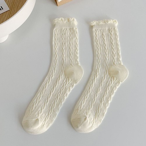 JK Harajuku Stil Streifen Rüschen Damen Baumwollsocken Strumpfwaren koreanische Spitzensocken - Bild 14 von 17