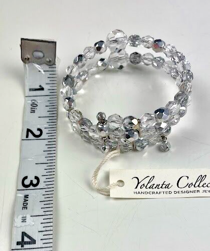 Yolanta Collection Gray Clear Crystal Adjustable Cuff Bracelet NWT Designer - Picture 2 of 5