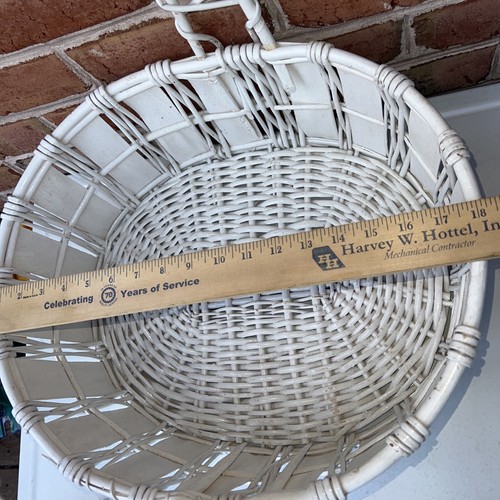 White Wicker Gathering Basket 17” Country Farmhouse Shabby Boho Easter GIANT - Picture 11 of 17