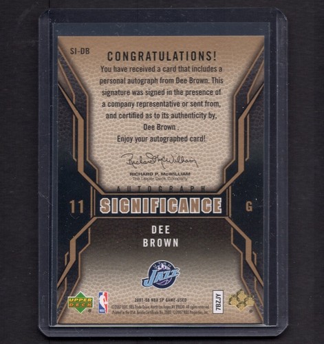 DEE BROWN 2007-08 Upper Deck SP Auto NBA Basketball Card SI-DB #11 PSA - Picture 2 of 2