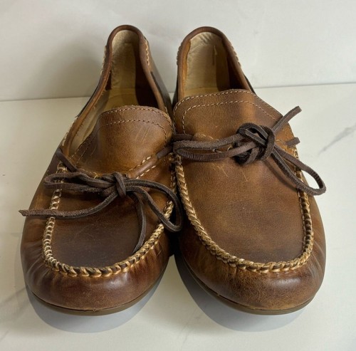FRYE Lewis Tie Mens Leather Boat Driving Loafers Shoes Whiskey Brown Size 10.5
