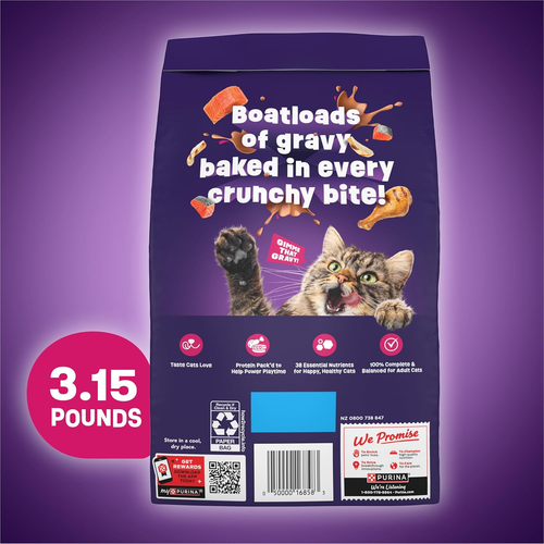 Purina Dry Cat Food Gravy Swirl'd With Flavors of Chicken, Salmon and Gravy - 3 - Picture 7 of 12