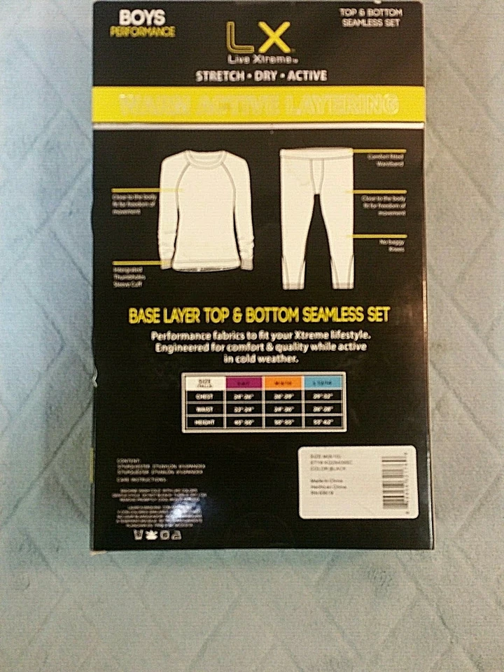 LX Live Xtreme, parte superior/inferior quente ativo em camadas, masculino tamanho 8/10 - Imagem 4 de 4