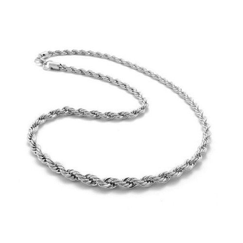 Twisted 4mm Cable Necklace and Bracelet Set Silver NEW - Picture 3 of 11