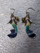 Mermaid Earrings Dangle Women's Light Weight 1.25" Long