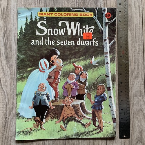 Vintage 1975 Snow White & Seven Dwarfs Giant Coloring Book 11 X 14 Playmore - Picture 17 of 18