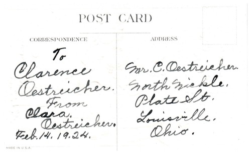 Valentine Boy Girl Flowers Gold Poem Divided Back c.1924 Antique Postcard - Picture 2 of 3
